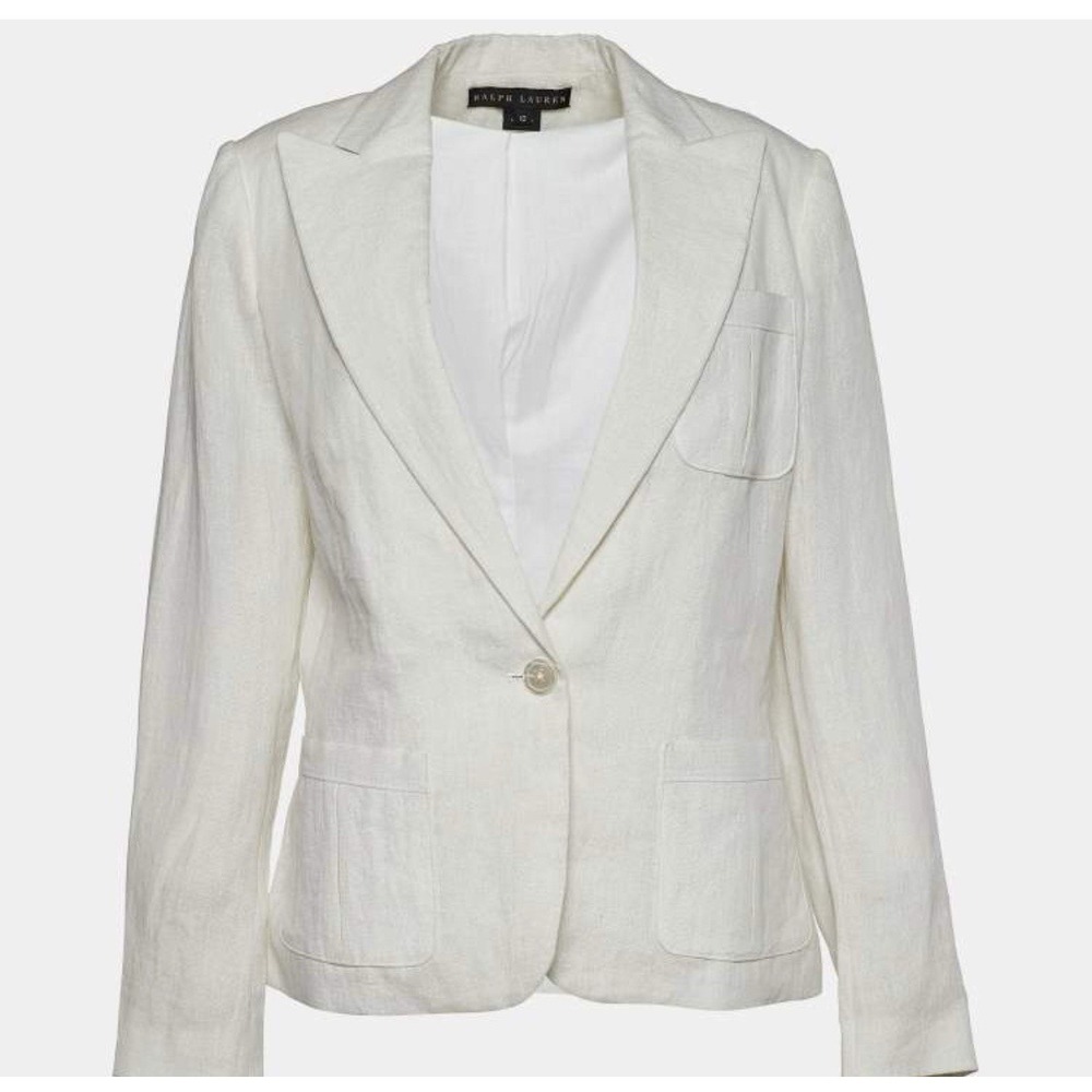 Ralph Lauren Black Label‎ White Lurex Linen Blazer Size 4 NWT $1,098 Old Money